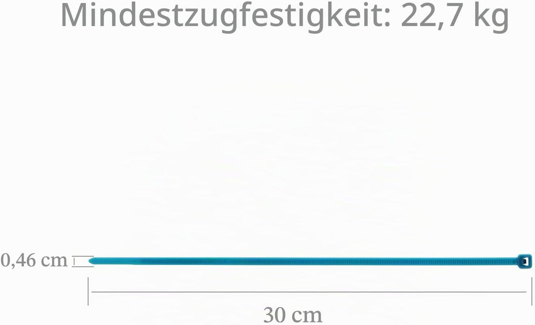 XINGO 1000 Stück Kabelbinder Blau, 300mm x 4.8mm, 22,7 kg Zugfestigkeit, UV-beständig, Selbstsichern