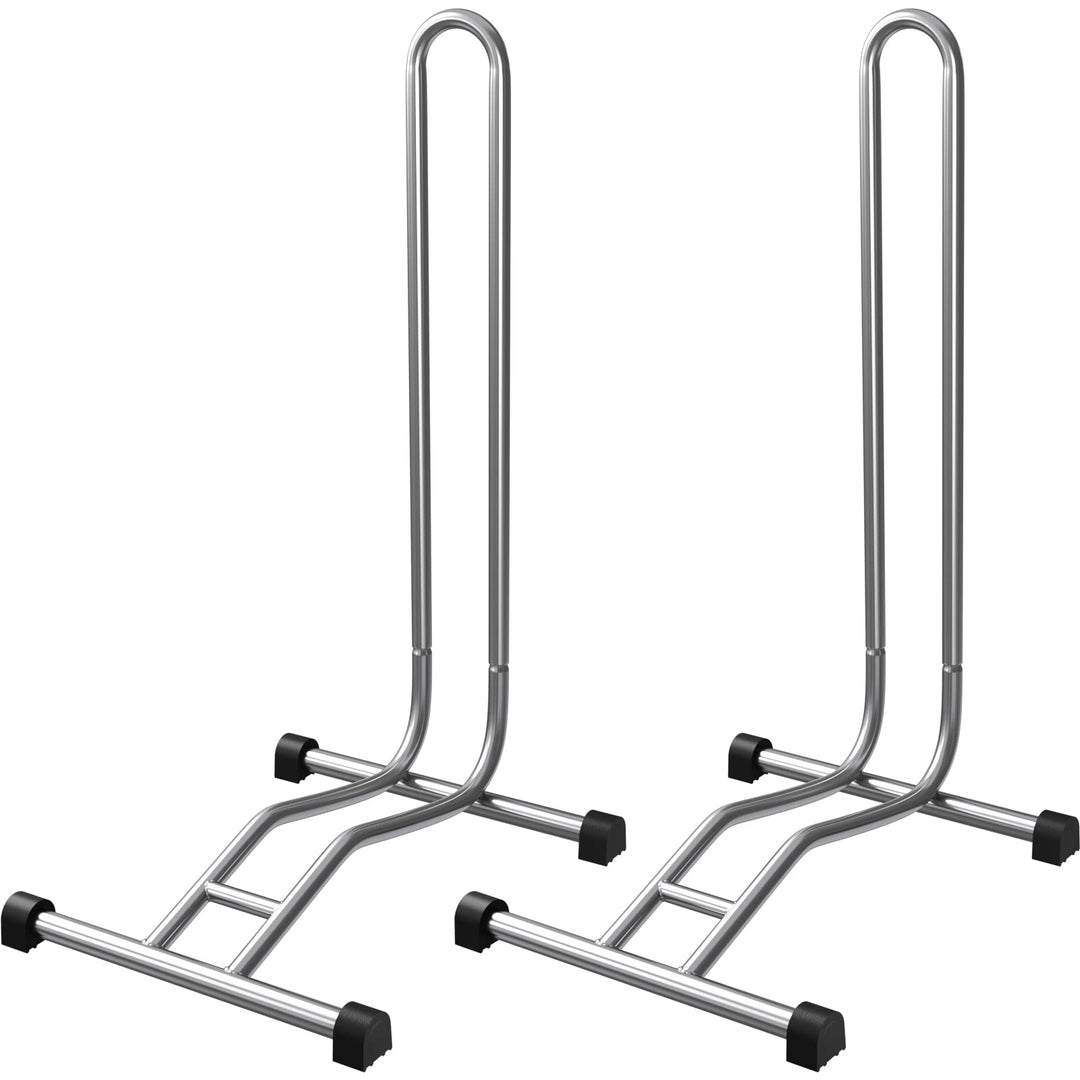 2 x WELLGRO® Fahrradständer - Stahl, sicherer Stand - Farbe silber