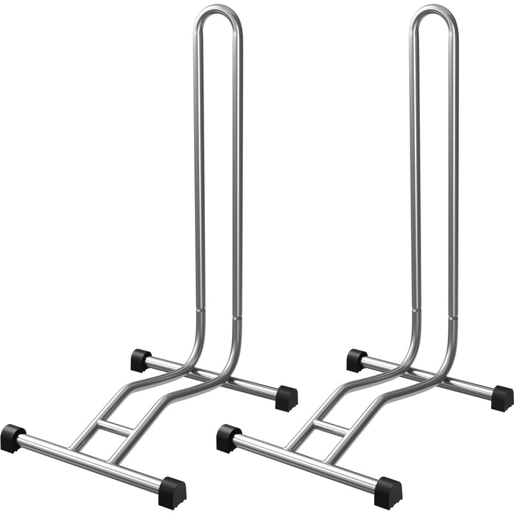 2 x WELLGRO® Fahrradständer - Stahl, sicherer Stand - Farbe silber