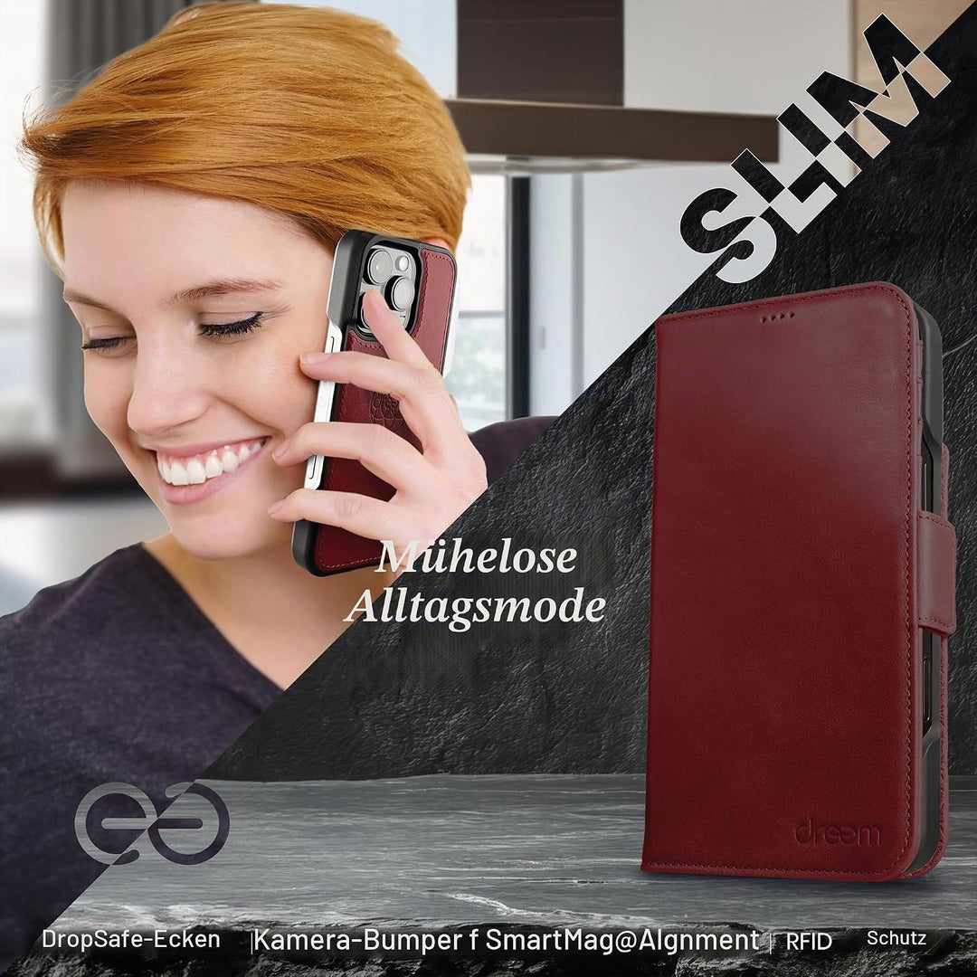 Dreem Fibonacci kompatibel mit iPhone 15 Pro Max Brieftaschen-Etui / 2-in-1 stossfestes Etui und abn