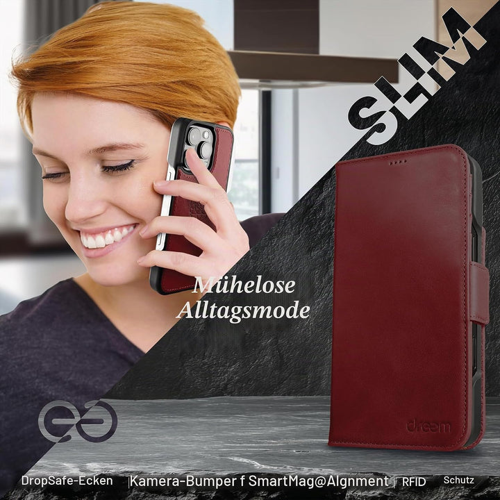 Dreem Fibonacci kompatibel mit iPhone 15 Pro Max Brieftaschen-Etui / 2-in-1 stossfestes Etui und abn