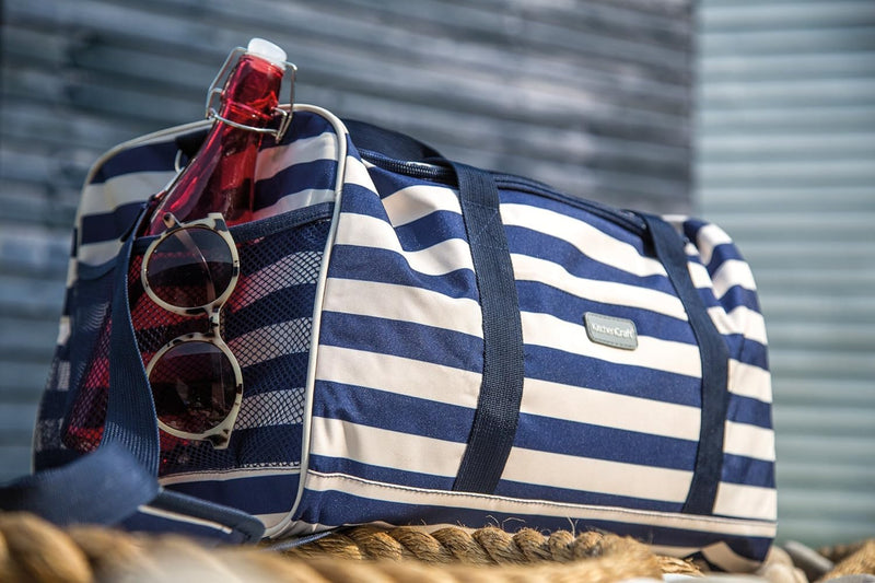 KitchenCraft We Love Summer Nautical-Striped Family Cool Bag- Navy Blue/White 28 x 18 x 18 cm, 28 x