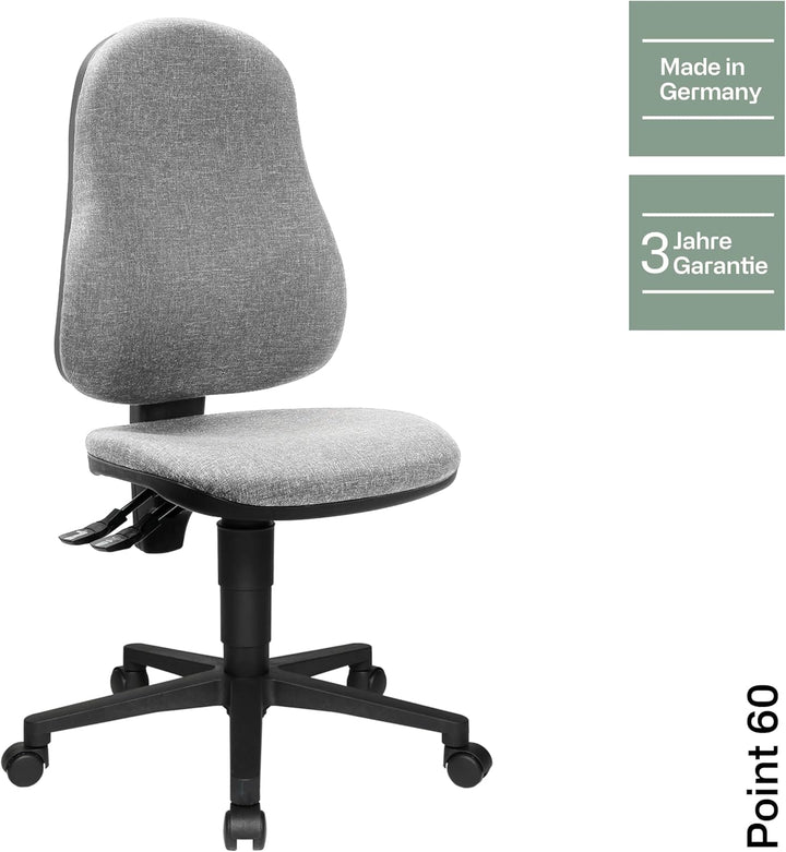 Topstar Point 60, Bürostuhl, Schreibtischstuhl, Stoff, Hellgrau, 54 x 47 x 109 cm, Hellgrau