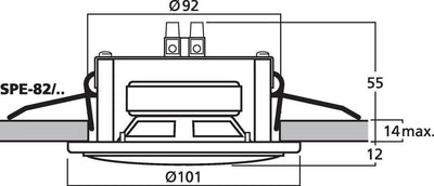 MONACOR SPE-82/WS kleiner Einbau-Lautsprecher mit einer Nennbelastbarkeit von 6 Watt für Sprache und