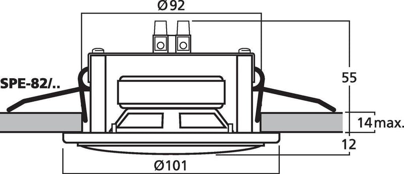 MONACOR SPE-82/WS kleiner Einbau-Lautsprecher mit einer Nennbelastbarkeit von 6 Watt für Sprache und