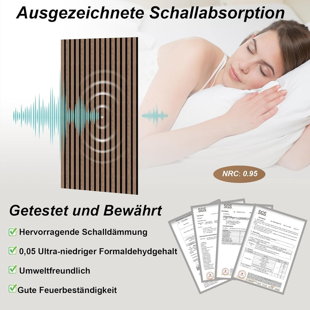 AKK-PANE Akustikpaneele Holz 240x60cm,1,44m² - Faltbar 3D Wandpaneele Holz, Akustik Paneele Wand für