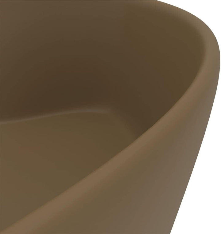 Luxus-Waschbecken mit üBerlauf Matt Creme 36x13 CM Keramik Waschbecken Waschtisch Aufsatzwaschbecken