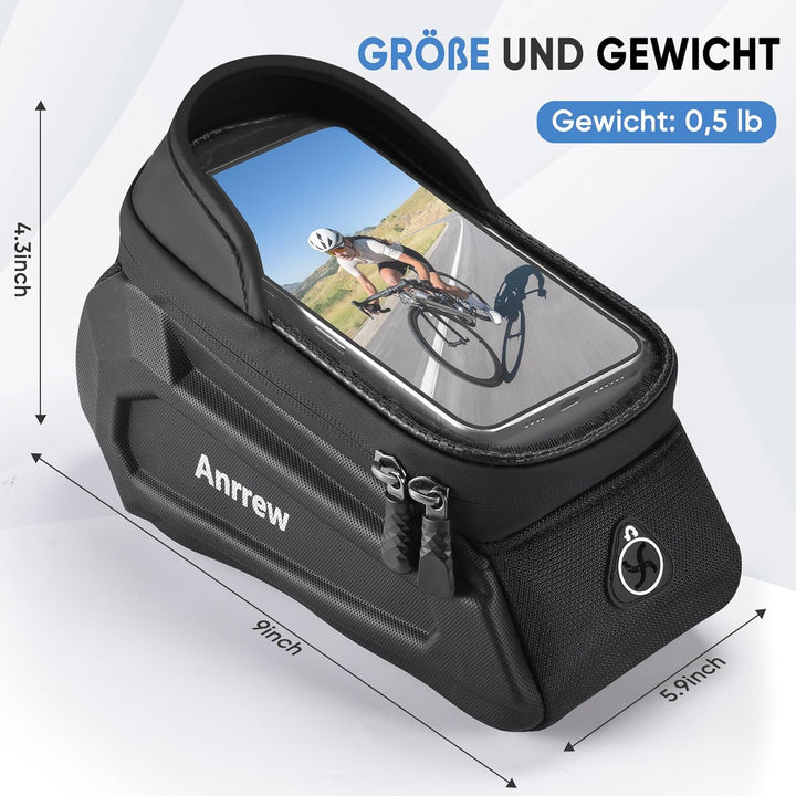 Fahrradtasche Rahmen,Eva Handy Halter mit Regenschutz,Top Rohr Frontrahmen Tasche,7,5 Zoll Handy Fah