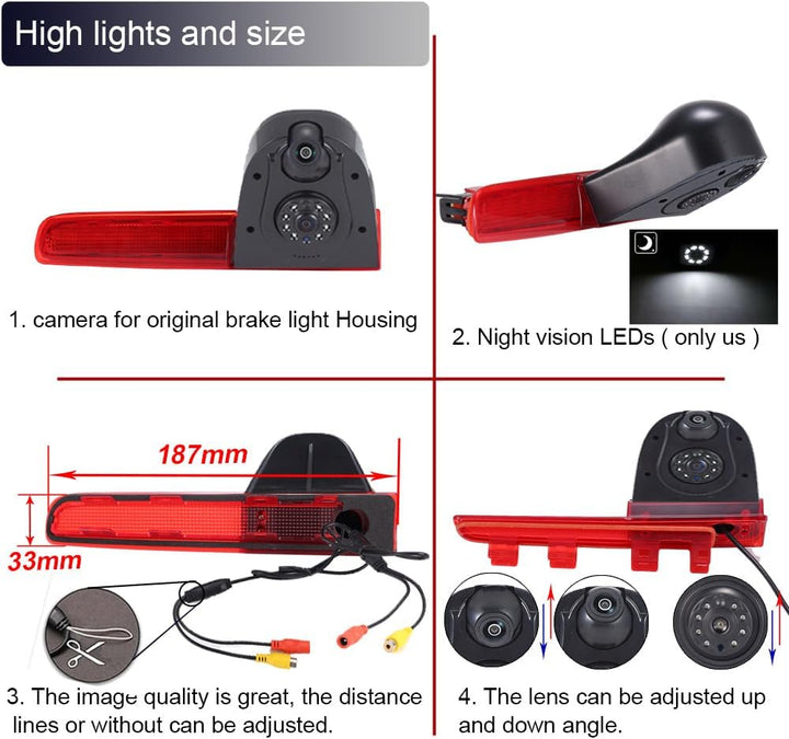 Auto Third Bremsleuchte Brake Light doppel Linsen Dual Doppel Rückfahrkamera Replacement for VW Mult