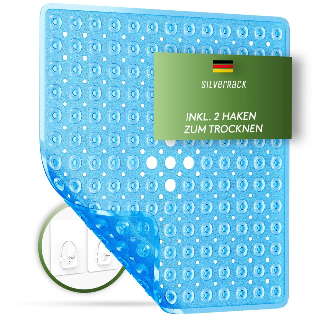 SilverRack Duschmatte rutschfest 53x53 cm (Blau) - Antirutschmatte Dusche BPA frei für Kinder - Bade
