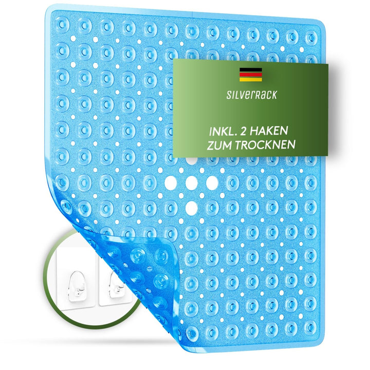 SilverRack Duschmatte rutschfest 53x53 cm (Blau) - Antirutschmatte Dusche BPA frei für Kinder - Bade