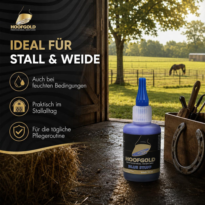 BlueStuff Hufpflegemittel 50 ml - Strahlfäule Pferd Mittel - schnelle Hilfe