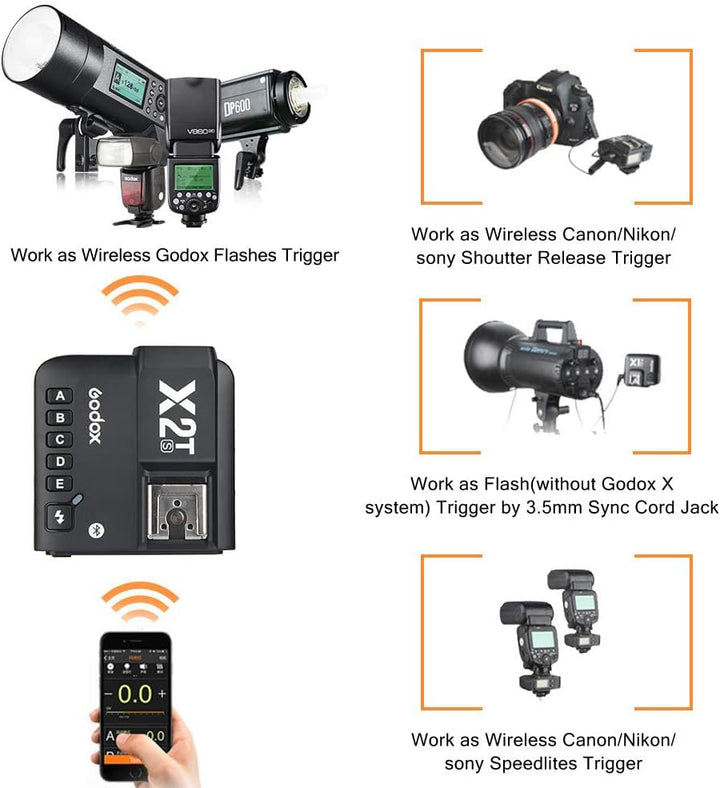 GODOX X2T-S TTL Blitzauslöser Verbindung 1/8000s HSS Neue Hotshoe Sperre für Sony Kamera V1S TT350S