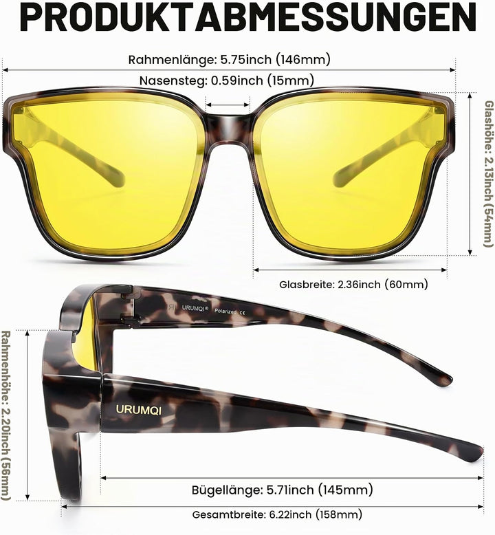 URUMQI Nachtsichtbrille für Autofahrer, Nachtfahrbrille Nachtbrille zum Autofahren Damen Herren, Aut
