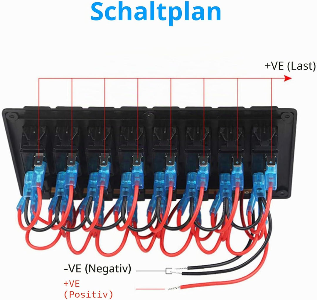 Geloo 8 Gang Marine Schalter Panel Wasserdichte Toggle Rocker Switch Panel 12V /24V Leistungsschalte