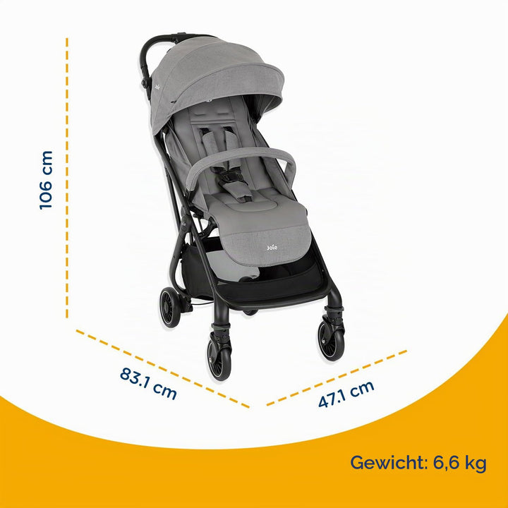 Joie tourist™ Buggy – Leichter, kompakt faltbarer Buggy mit Liegeposition & Regenverdeck, Travel-Sys