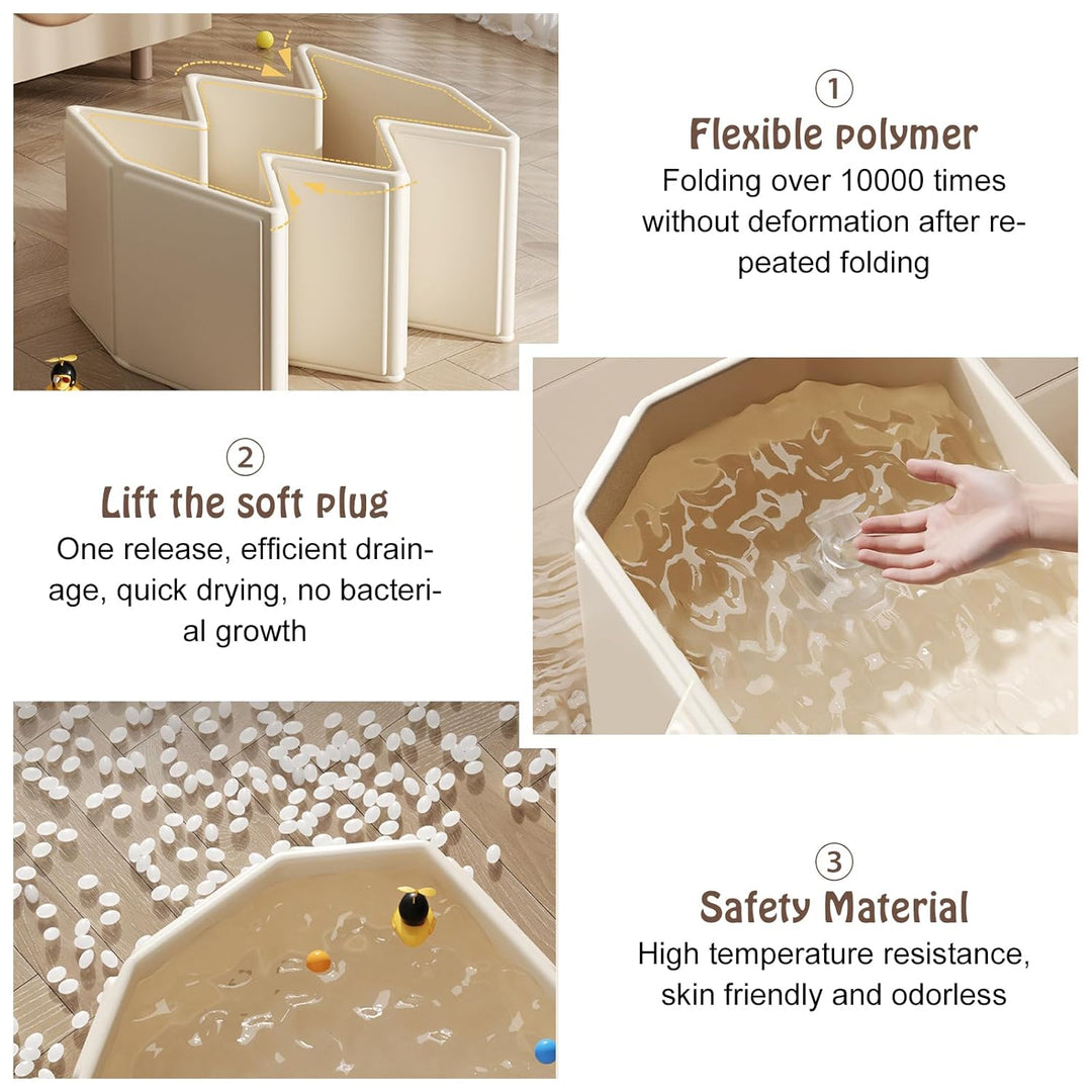75x45x25cm Faltbare Badewanne für Kinder: Beige Tragbare Faltbare Babybadewanne, Grosse Kleinkindbad