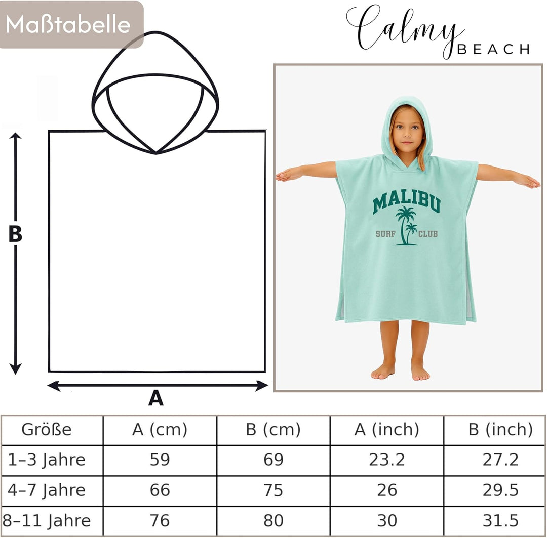 Badeponcho Kinder Poncho Handtuch - Mädchen Jungen Surf Frottee Bademantel Badetuch Baumwolle Strand