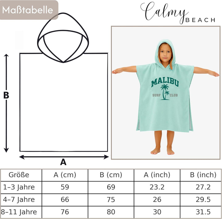 Badeponcho Kinder Poncho Handtuch - Mädchen Jungen Surf Frottee Bademantel Badetuch Baumwolle Strand