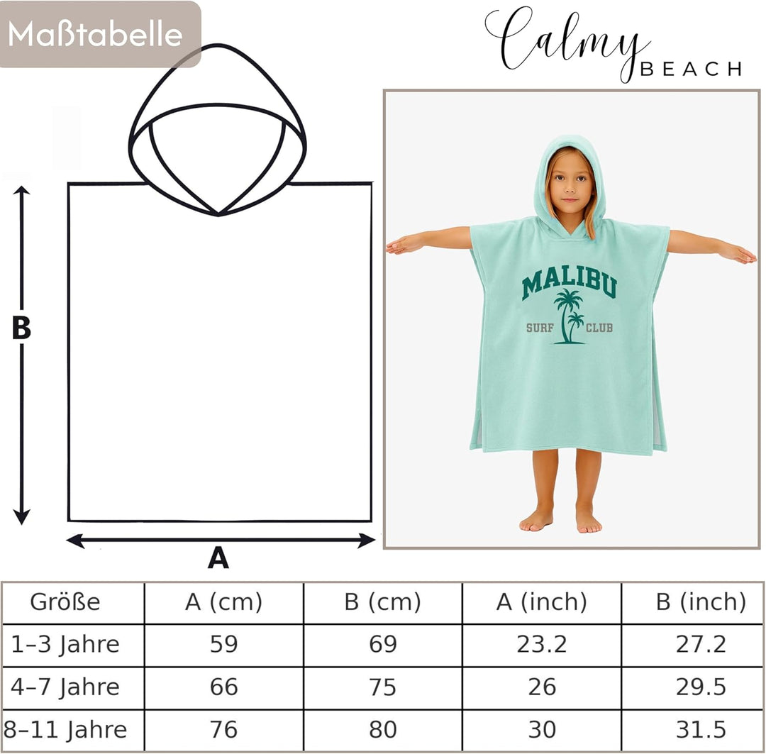 Badeponcho Kinder Poncho Handtuch - Mädchen Jungen Surf Frottee Bademantel Badetuch Baumwolle Strand