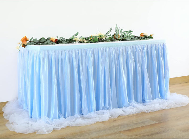 HBBMAGIC Blau Tüll Tischrock, Single Langer Tüll Tischrock für Hochzeitsfeier Babyparty Brial Shower