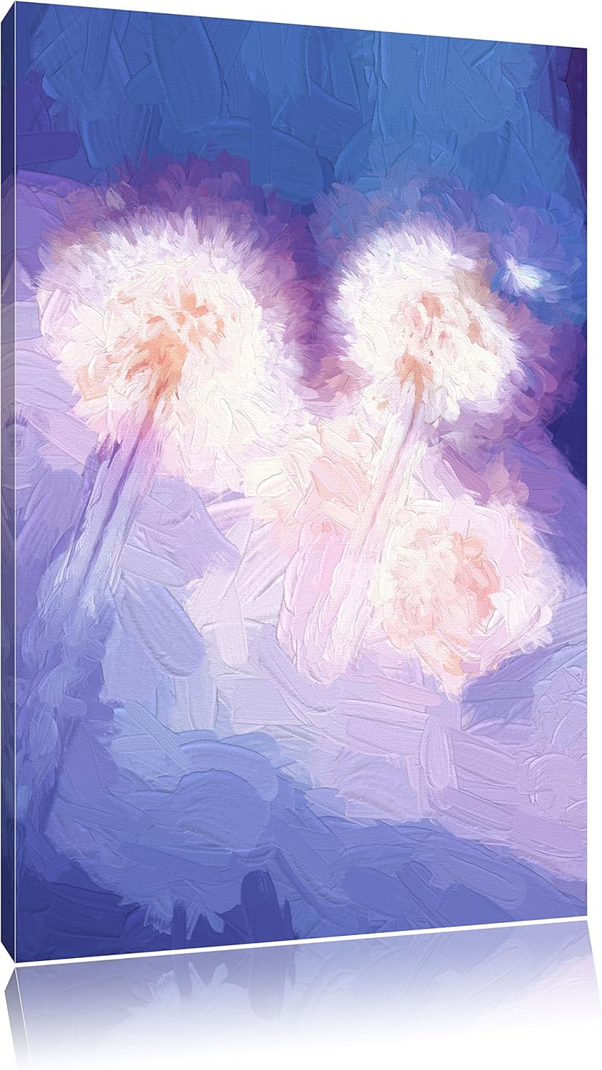 Pixxprint Pusteblumen im morgendlichen Wind Kunst Pinsel Effekt, Format: 100x70 auf Leinwand, XXL ri