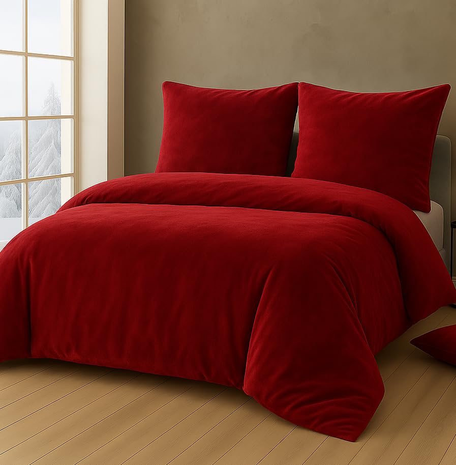 MALIKA Winter Plüsch Bettwäsche Nicky-Teddy Cashmere Coral Fleece 135x200 155x220 200, Grösse:200 x