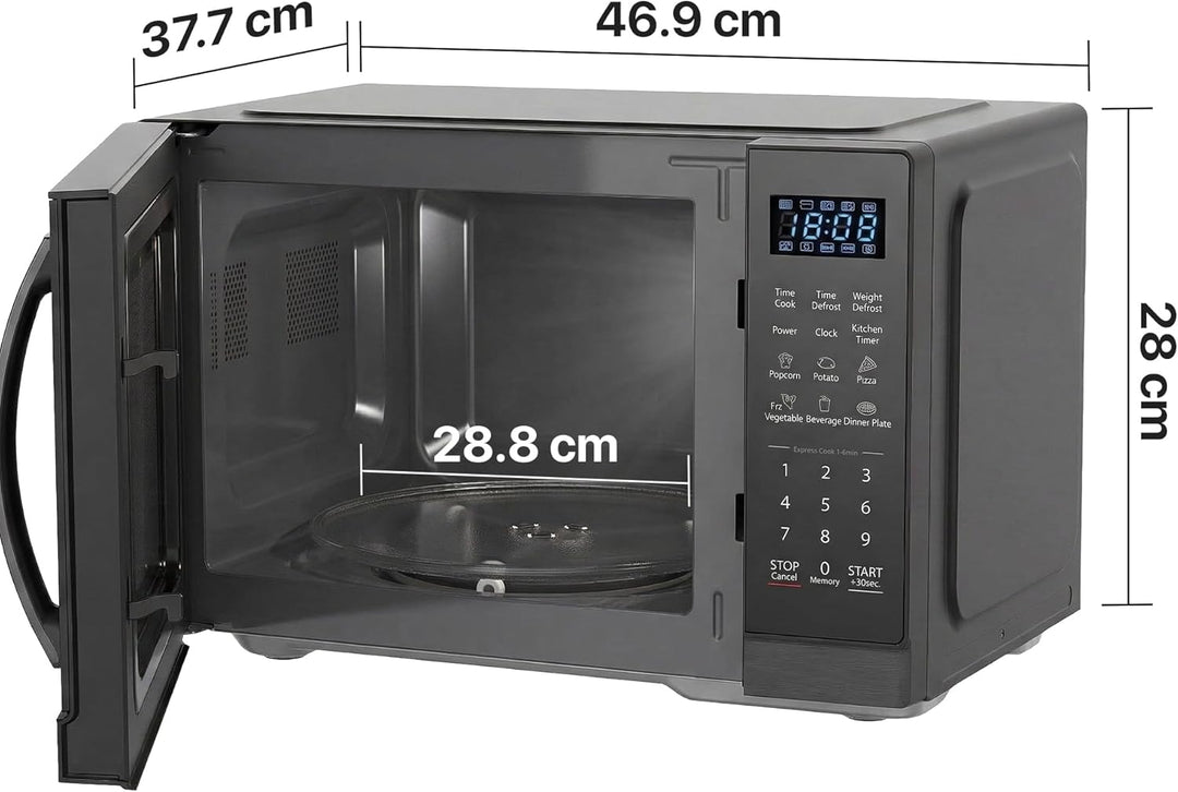 HMW-MD25DBK Mechanischer Mikrowellenherd, 25 l, 800 W Aufsatz-Mikrowelle mit 5 Leistungsstufen, Time