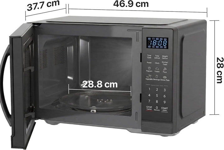 HMW-MD25DBK Mechanischer Mikrowellenherd, 25 l, 800 W Aufsatz-Mikrowelle mit 5 Leistungsstufen, Time