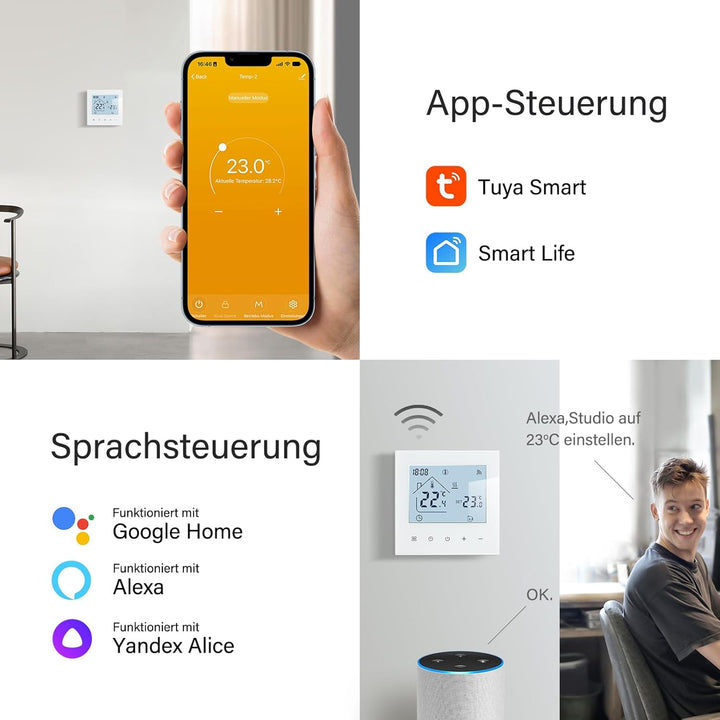 Beok Thermostat Heizung Smart WLAN Thermostate Für Kesselheizung Programmierbarer Raumthermostat Fus