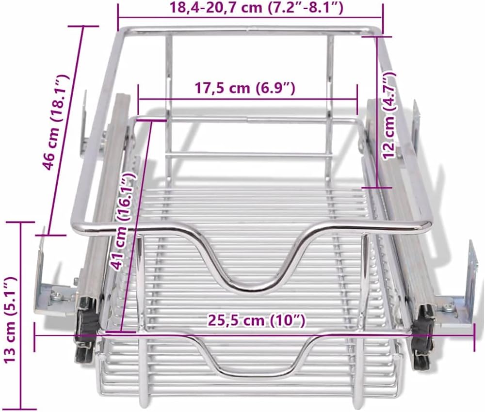 vidaXL 2X Einbauschublade 30cm Korbauszug Schrankauszug Teleskopschublade 300 mm, 300 mm