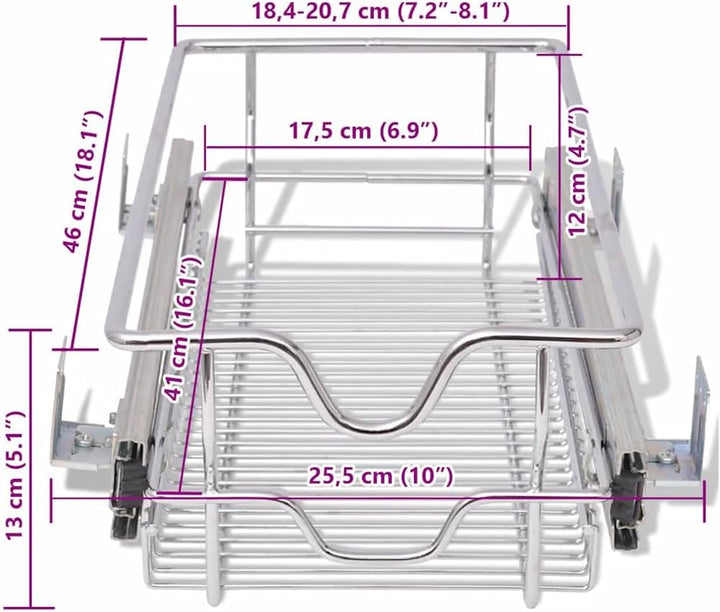vidaXL 2X Einbauschublade 30cm Korbauszug Schrankauszug Teleskopschublade 300 mm, 300 mm
