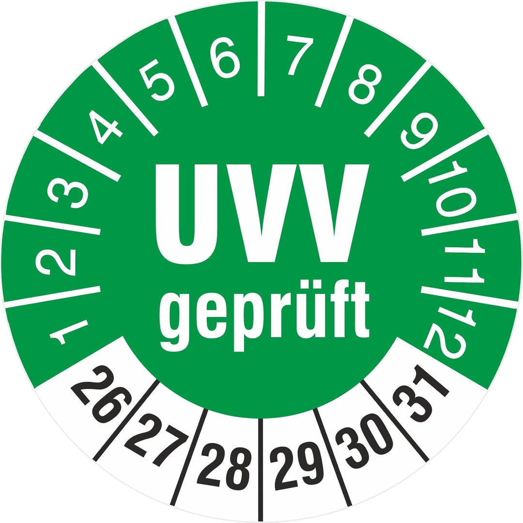 200 Prüfetiketten UVV geprüft Prüfplaketten Fahrzeugprüfung 30 mm rund 2022-2027 200 30mm Durchmesse