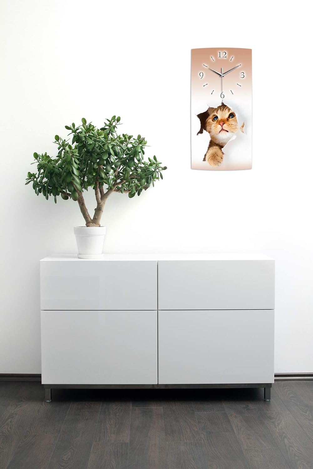 Kreative Feder Katze Designer leise Wanduhr modernes Design OHNE Ticken * WA114L (80x40cm leises Qua