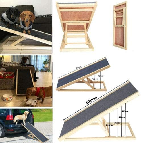 Hundetreppe für Auto Bett Klappbar,Hunderampe aus Tannenholz,Hundetreppe 60 cm hoch für grosse und k