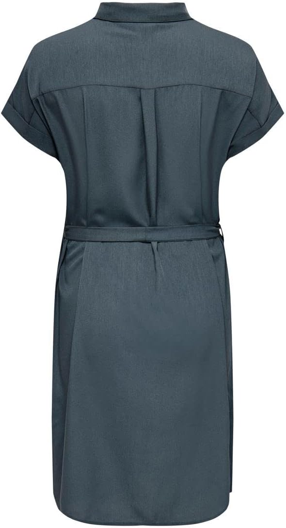 ONLY Damen Cardiega Ss Blk Shirt Dress WVN Noos Kleid 42 Grosse Grössen India Ink, 42 Große Gr&