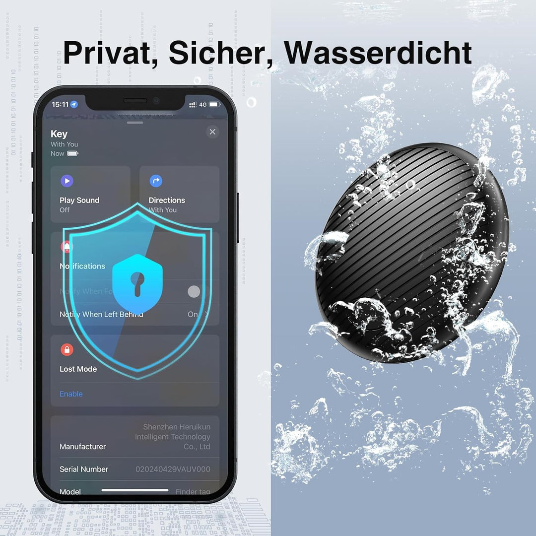 Smart GPS Tracker - 2er Pack Air Tracker Tag mit Apple Wo ist? (iOS NUR) mit Schutzhülle, Wasserdich
