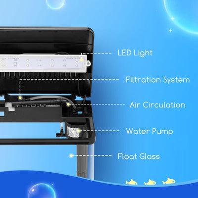 Nobleza - Nano-Fischtank-Aquarium mit LED-Leuchten & Filtersystem, tropischeAquarien, 7 Liter, Schwa