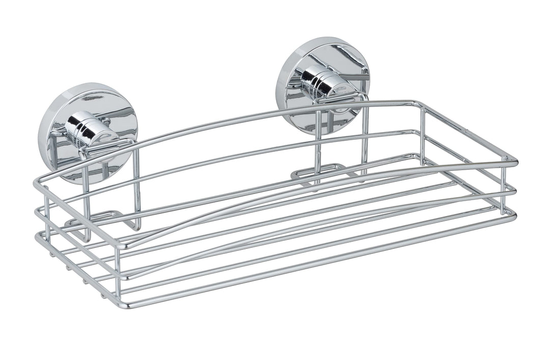 WENKO Vacuum-Loc® Wandablage, Duschablage im offenen Drahtkorb-Design aus verchromtem Metall für Bad