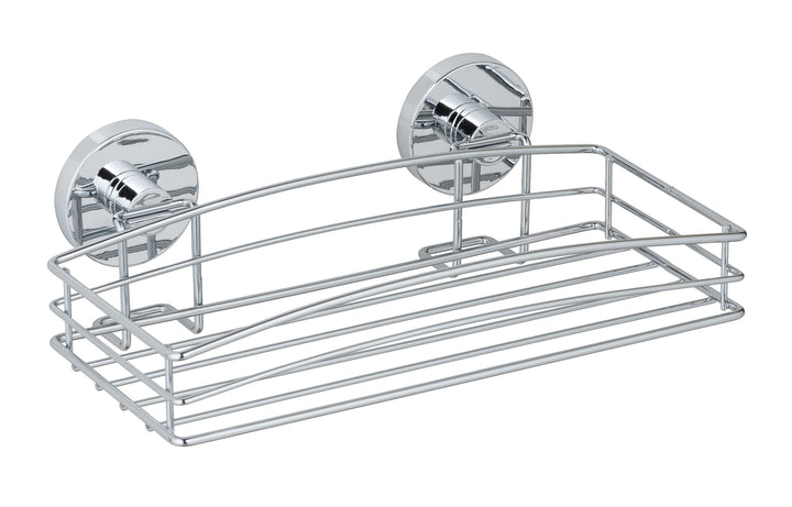 WENKO Vacuum-Loc® Wandablage, Duschablage im offenen Drahtkorb-Design aus verchromtem Metall für Bad