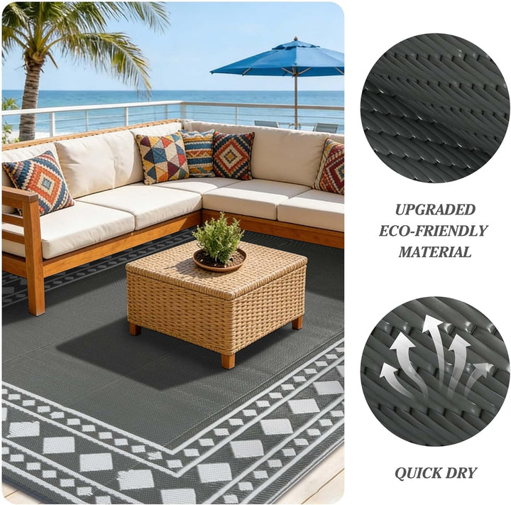 Outdoor Teppich Wetterfest 120x180cm Wendbarer Balkon Teppich Wasserdurchlässig Vorzeltteppich Outdo