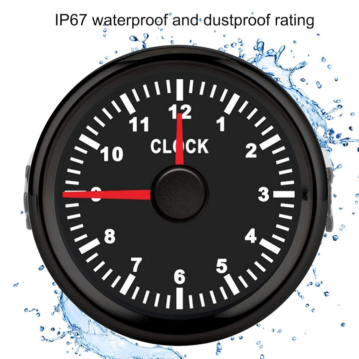 Aramox Universal Dial Clock Meter,2in/52mm Clock Gauge Instrument 0-12 Stundenzähler Rote Hintergrun
