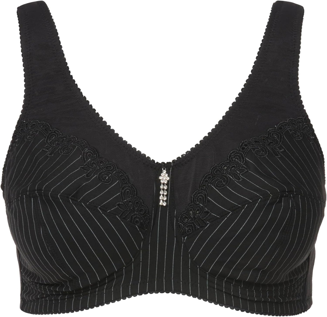 Ulla Popken Damen Entlastungs-BH, Ohne Bügel, Strassanhänger, Cup C - G Bra (1er Pack) 95B Schwarz,