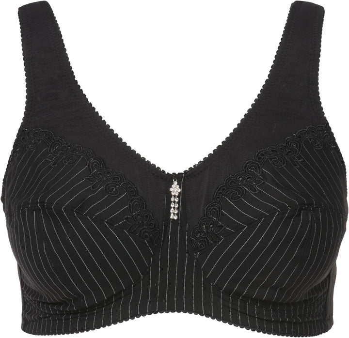 Ulla Popken Damen Entlastungs-BH, Ohne Bügel, Strassanhänger, Cup C - G Bra (1er Pack) 95B Schwarz,