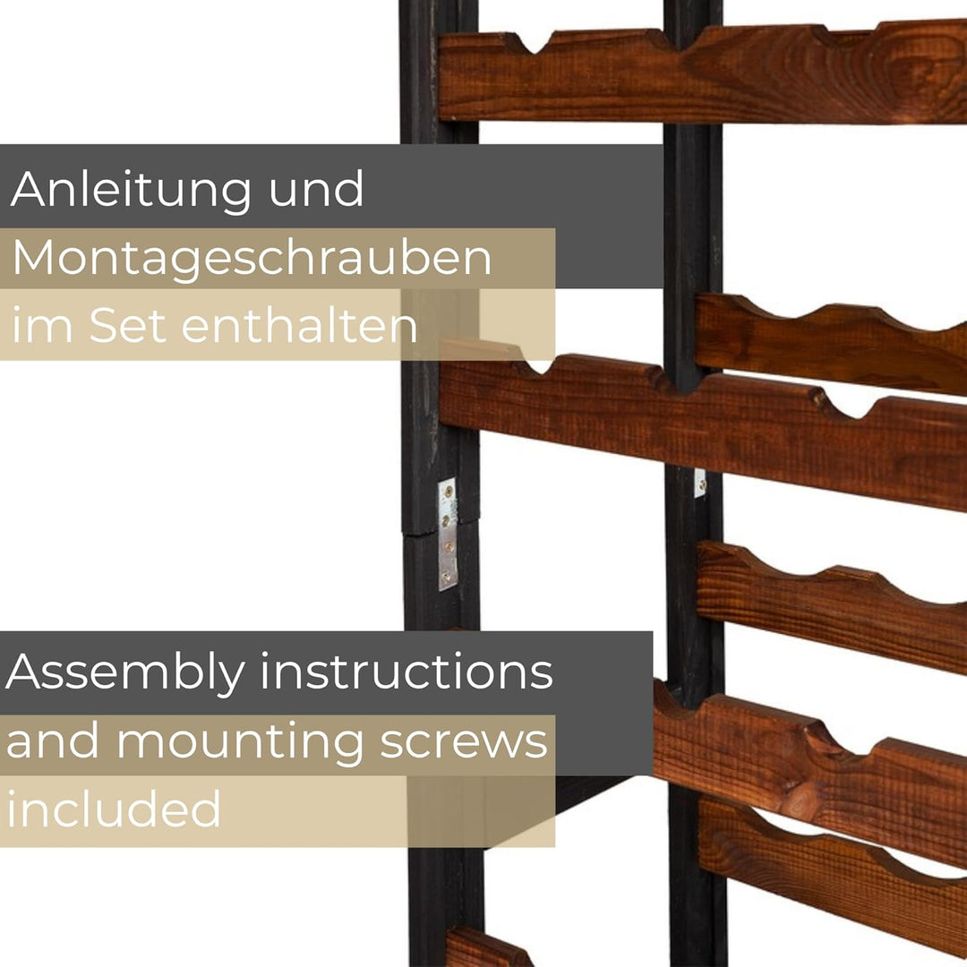 Weinregal Holz 77 Flaschen Schwarz/Braun 72,5x166x25 cm Wine Rack Regal Flaschenregal Weinflaschenre