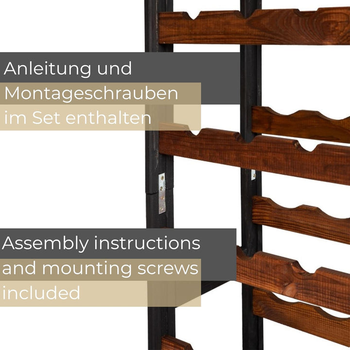 Weinregal Holz 77 Flaschen Schwarz/Braun 72,5x166x25 cm Wine Rack Regal Flaschenregal Weinflaschenre
