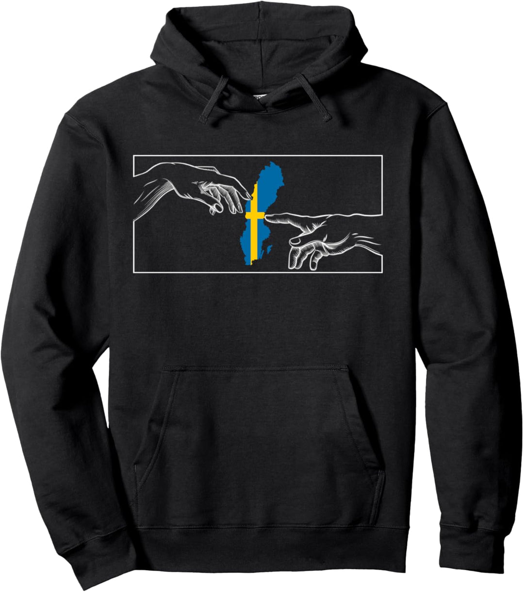 Silhouette Schwedische Flagge Michelangelo Hände Schweden Pullover Hoodie