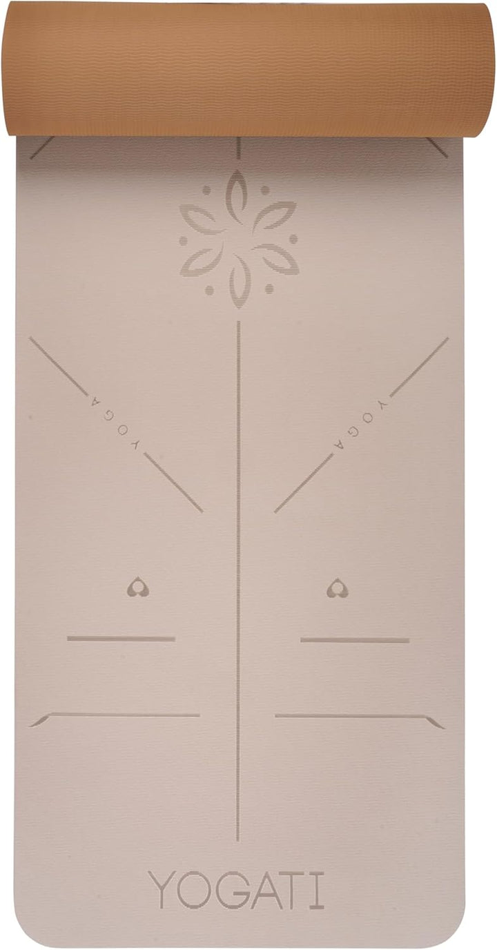 YOGATI - Yogamatte, rutschfest und dick, Yogamatte mit Punkten zur Körperausrichtung, Sportmatte für