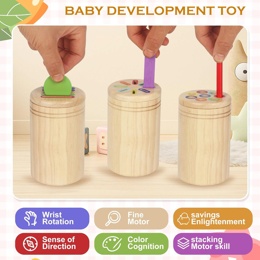 Montessori Spielzeug Ab 1 Jahr, Holz Farb Form Zuordnungsspiele, 3 in 1 Holzspielzeug, Farb und Form