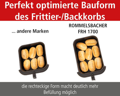 ROMMELSBACHER Heissluftfritteuse FRH 1700, XXL-Backraum 8 Liter (ca. 21 x 30 cm) für 1.000 g Pommes,